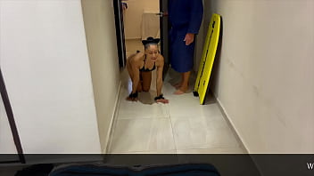 Preview 4 of Son Learn To Mom How To Sex - Woken Up By The Maid Trailer. Very Sexy Latina Milf Maid Decides To Help The Guy Get Out Of Bed With Her Mouth.