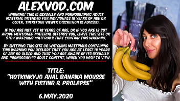 Preview 1 of Jerkoff Encouarge - Hotkinkyjo anal banana mousse with fisting &amp_ prolapse