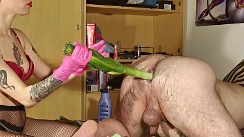 Preview 1 of Hayley Gloryhole - Domina anal stretch &amp_ fuck slave with huge vegetable pt2 HD