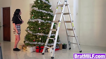 Preview 1 of Amateur Small Pissing - Huge tits stepmom MILF Jennifer White sucks and fucks stepson for xmas