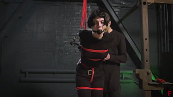 Preview 3 of Mom Rape By Men - Bondage session with Vesna - Red ropes,  strappado,  hogtie