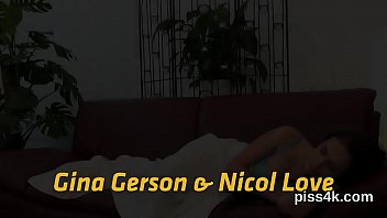 Preview 1 of Very Hairy Arab Grammy - Cuddly lesbo teens get covered with piss and splatter wet cunts