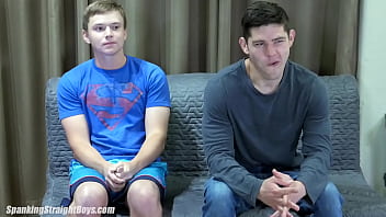 Preview 4 of Tease Und Denial Very Hot Wife - A Cute Straight Boy Puts A Muscled Jock Over His Knee For A Hard Spanking