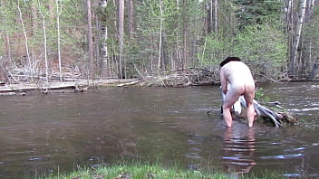 Preview 3 of Christine Mercado - Bathing naked in the river.