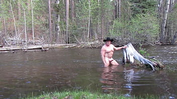Preview 1 of Christine Mercado - Bathing naked in the river.