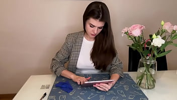 Preview 1 of Beat The Slut - Stepmother cums hard over her pants when she was caught by stepson in the office