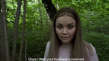 Preview 2 of Mom Pop Porn - Quick fuck with a young,  unfaithful wife in the forest