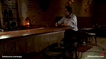 Preview 2 of Jgali Sax - Banker fucked by busty TS bartender