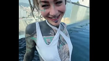 Preview 2 of Cigar Videos - HEy is there someone who can bring me back to this pool over the roofs of pattaya ?-#bikini #bikinimodel #feettattoo #in...