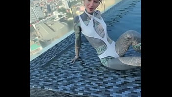Preview 1 of Cigar Videos - HEy is there someone who can bring me back to this pool over the roofs of pattaya ?-#bikini #bikinimodel #feettattoo #in...