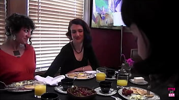 Preview 1 of Baby Public Fingering - The skinny brunette makes a perfect horny slut for her lesbian mistress