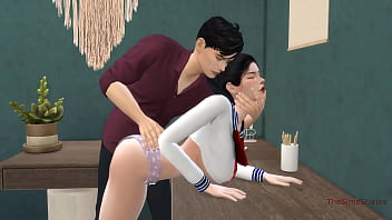 Preview 2 of Brigdetti B - Japanese teacher seduces innocent student and fucks her hard on the desk