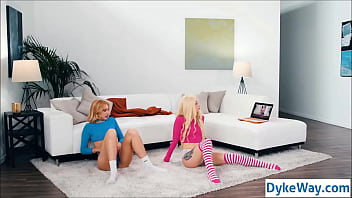 Preview 2 of Blonde Shared Dp - Stepsisters trying stepMoms workout routine