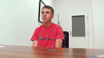 Preview 3 of Camara Oculta Con El Vendedor - European Twink Rides And Gives A Blowjob To His Future Boss For Some Extra Cash - BigStr 244