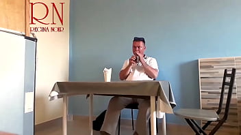 Preview 2 of Tuging Daddy - Naked waitress. Restaurant guest eats from the waitress&#039_s navel. FULL TEASER