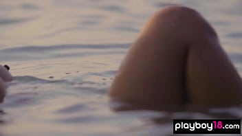 Preview 4 of 3gp King Animal Vs Girl - Petite lesbian asian teen Cara Pin and naked Czech GF watching the sunset