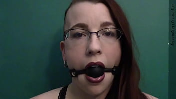 Preview 2 of Llatass - Dark Lipstick Ballgag Drooling with Intense Eye Contact