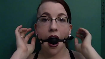 Preview 1 of Llatass - Dark Lipstick Ballgag Drooling with Intense Eye Contact
