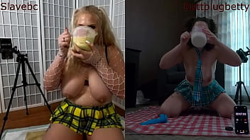 Preview 1 of Autooline Trentini - Challenge: Betty B vs SlaveBC - Drinking 1 liter puke