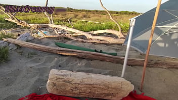 Preview 3 of Blonde Do The Wife - Stranger caught my wife touching and masturbating my cock on a public nude beach - MissCreamy