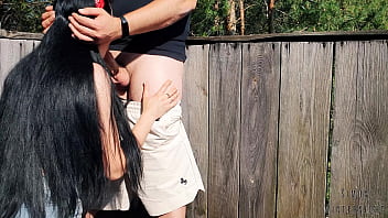 Preview 2 of Sunakshe Sana - [BTS] Risky outdoor facefuck and cum in throat. We did it at the hunting tower!