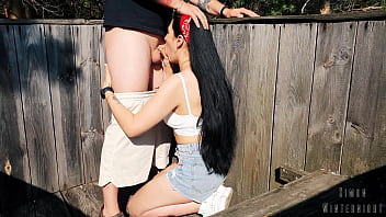 Preview 3 of Sunakshe Sana - [BTS] Risky outdoor facefuck and cum in throat. We did it at the hunting tower!