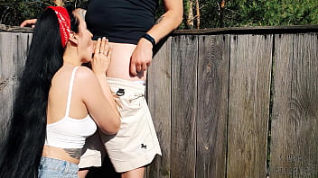 Preview 1 of Sunakshe Sana - [BTS] Risky outdoor facefuck and cum in throat. We did it at the hunting tower!