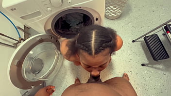 Preview 2 of Amazon And Dwarf - KENDALE CATCH HIS PRETTY EBONY SLUT STEPMOM SHE GETS HER ASSHOLE AND PUSSY DESTROYED WHILE DOING THE LUNDRY