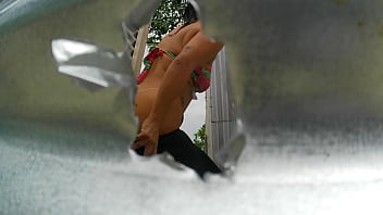 Preview 3 of Webcam Gloves - Mujer grabada en cabina al aire libre(EN PUBLICO)