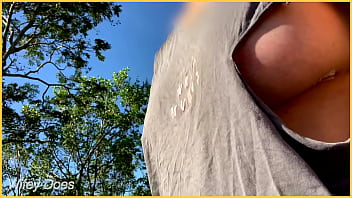 Preview 1 of Hanna Anoa - Wife wears ripped open shirt in public flashing dare