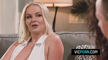 Preview 1 of Big B99bs - Perv husband fucks the babysitter while his wife watches - Slimthick Vic,  Liz Jordan