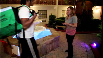 Preview 1 of Xxxcmo 4 - Fuck Uber Eats #3 - Petite Blonde Milf w/ big natural tits sucks the black off her Uber driver and swallows his cum load for the tip