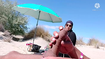 Preview 4 of Brazzers Momay In Doing - I shocked this muslim by pulling my cock out on the public beach,  OMG her husband will be here soon