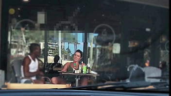 Preview 2 of 50 Age Hot - Cheating Wife #4 Part 3 - Hubby films me outside a cafe Upskirt Flashing and having an Interracial affair with a Black Man!!!