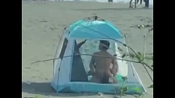 Preview 3 of Indian Shari Wali Moti Aunti - The couple make love in the tent