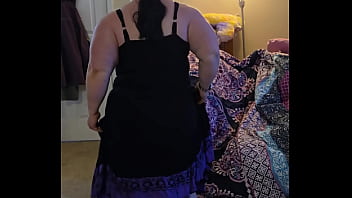 Preview 1 of Indian Mature Nude Aunty - Bbw dance and strip in black dress