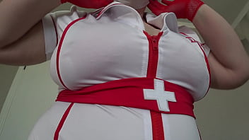 Preview 1 of Japnis Virgin - Big natural gorgeous boobs of your nurse. MILF in a medical uniform. Saggy tits and ASMR with a sexy voice.
