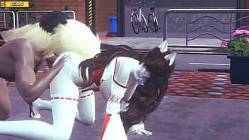 Preview 2 of Bbw Tube Tits - Hentai 3D (HS14) - The fox ghost have sex on downtown street