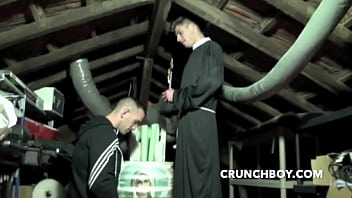 Preview 2 of Hairy Tiny Tube Tube - sexy straight boy muscle from bordeaux fucked by the priest at the church hot