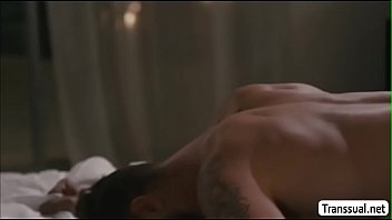Preview 4 of Milk With Tits Machine - TS Aubrey kneels and suck dudes bigcock