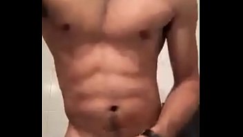 Preview 1 of Z Kotkiem - Teen boy Andres wanks for 2 girls in bathroom