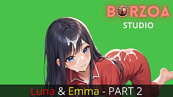Preview 4 of Souna Ghassan - Futa Girl 18yo Teen give Cumshot Her Older Sexy Brunette Stepsister with Big Dick After Deep Throat