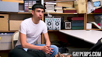 Preview 1 of Fresh Bald - Young thief receives interracial raw banging by hung officer