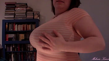 Preview 2 of Nika Noire Footjob - Huge Boobs Tit Drop Sheer Shirt