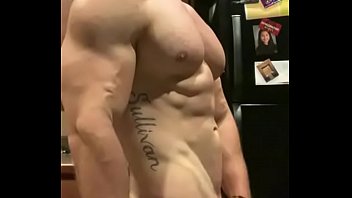 Preview 2 of Very Sweet Girl Sex Hot - muscle jock flexing,  posing,  stroking cock &amp_ talking s.