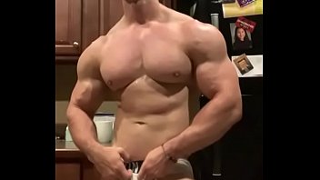 Preview 1 of Very Sweet Girl Sex Hot - muscle jock flexing,  posing,  stroking cock &amp_ talking s.