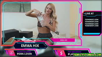 Preview 1 of Calon Kakak - Stepdaughter Emma Hix playing with her pussy as she unboxes some of her fans gifts for the live cam