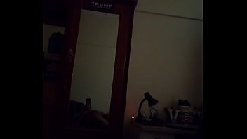 Preview 2 of Blonde Getsher Ass Spanked - Vaibhav Jerks Off On His Bed In Front Of The Mirror In The Darkness Of His Bedroom