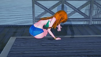 Preview 1 of Thaatha Fuk - One Piece Hentai: Nami has shaking orgasms on the beach!