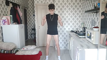 Preview 1 of Hd Mom Family Xxx - White socks and Russian student with cum on his hair